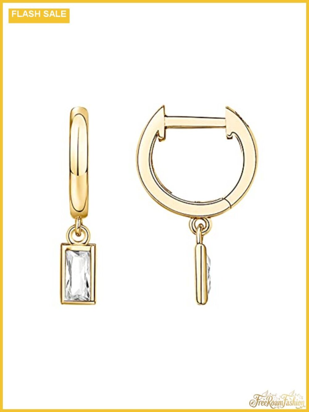 14K Gold Plated Dainty Huggie Hoop Earrings with Cubic Zirconia for Women